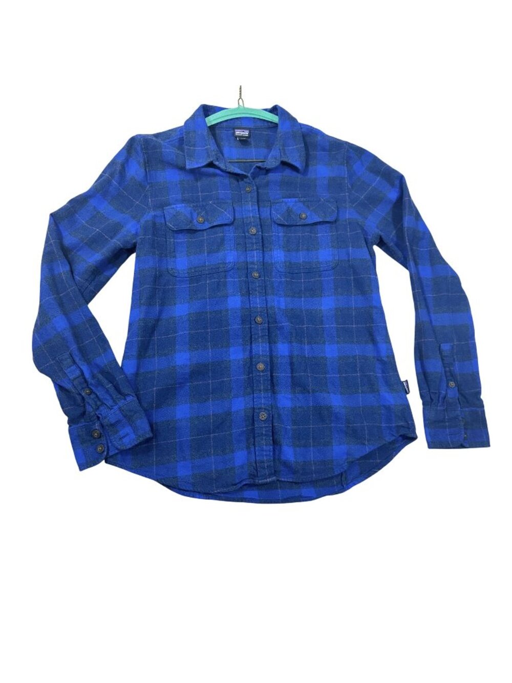 Patagonia Women’s Blue Plaid Organic Cotton Flannel Button Front Shirt Size S